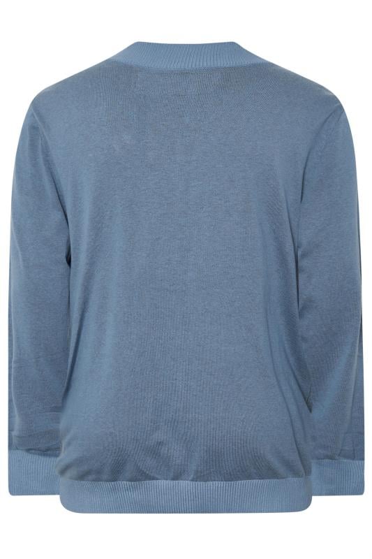 KAM Big & Tall Light Blue Zip Through Knit Jumper | BadRhino 2