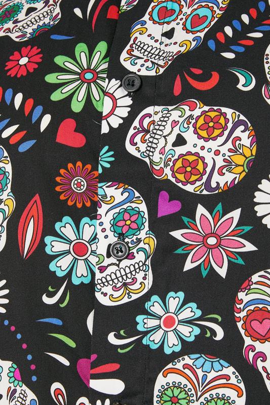 KAM Big & Tall Black Skull Print Shirt | BadRhino 3