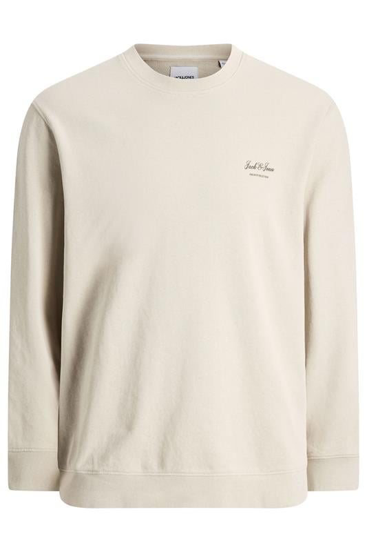 Men's  JACK & JONES Big & Tall Moonbeam White Printed Crew Neck Sweatshirt