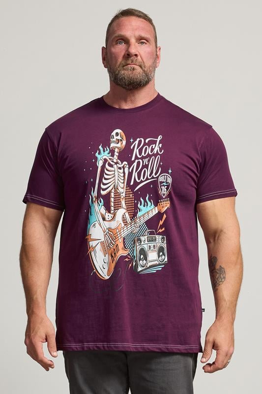 KAM Big & Tall Purple Rock N Roll Skeleton Print T-Shirt