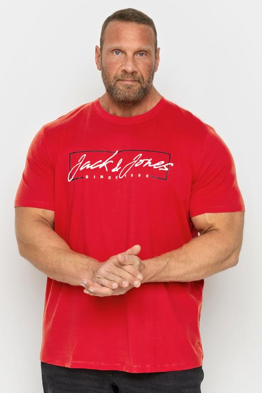 Men's  JACK & JONES Big & Tall Red Chest Logo Short Sleeve T-Shirt