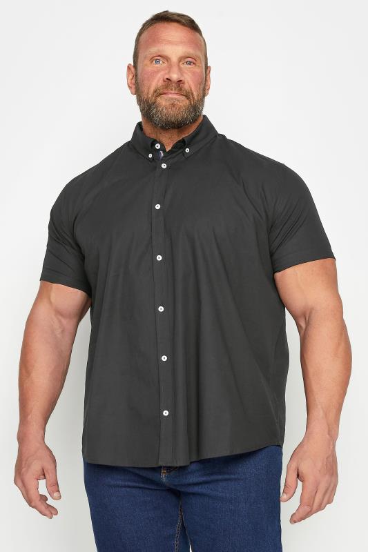 Men's  BadRhino Big & Tall Black Poplin Short Sleeve Shirt