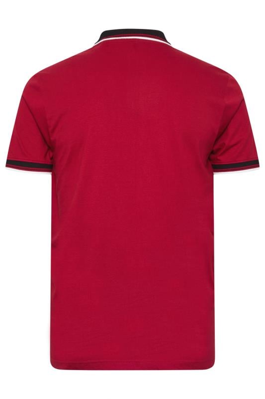 BadRhino Big & Tall Red Contrast Tipped Detail Polo Shirt | BadRhino 4