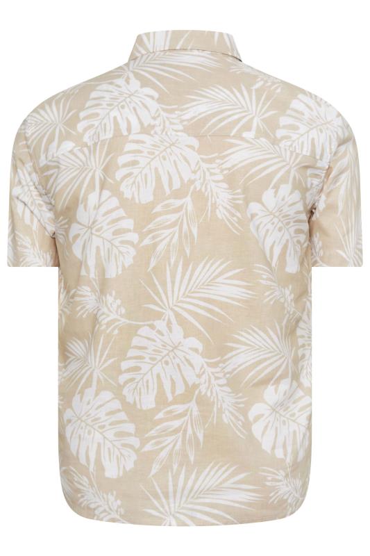 BadRhino Big & Tall Neutral Brown Tropical Print Short Sleeve Linen Shirt | BadRhino 5