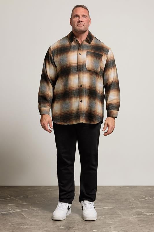 JACK & JONES Big & Tall Brown Check Overshirt | BadRhino 2