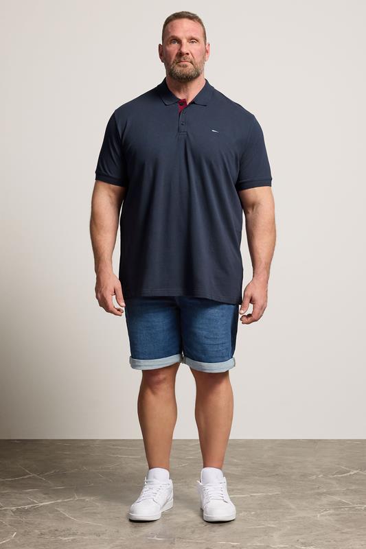 BadRhino Big & Tall Navy Blue & Red Contrast Polo Shirt | BadRhino 1