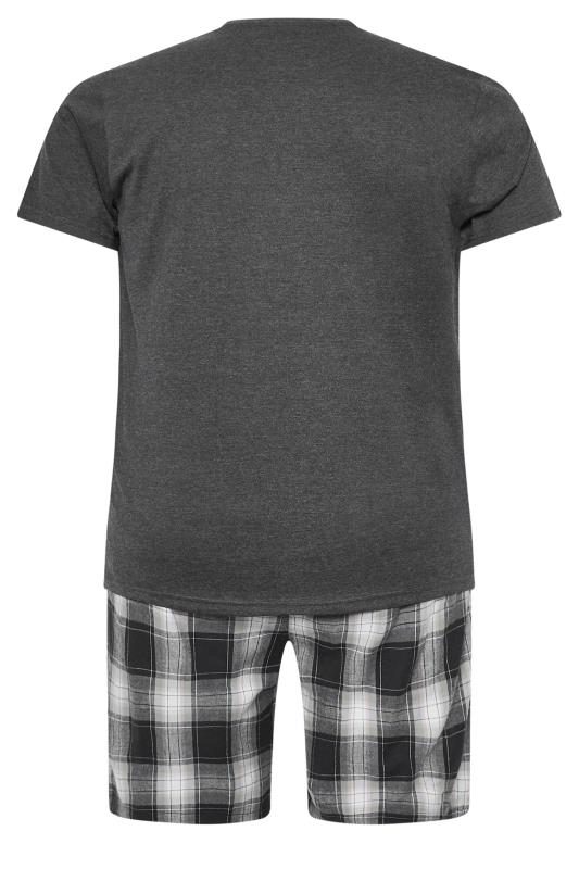 BadRhino Big & Tall Black Checked Shorts and T-Shirt Pyjama Set | BadRhino 2