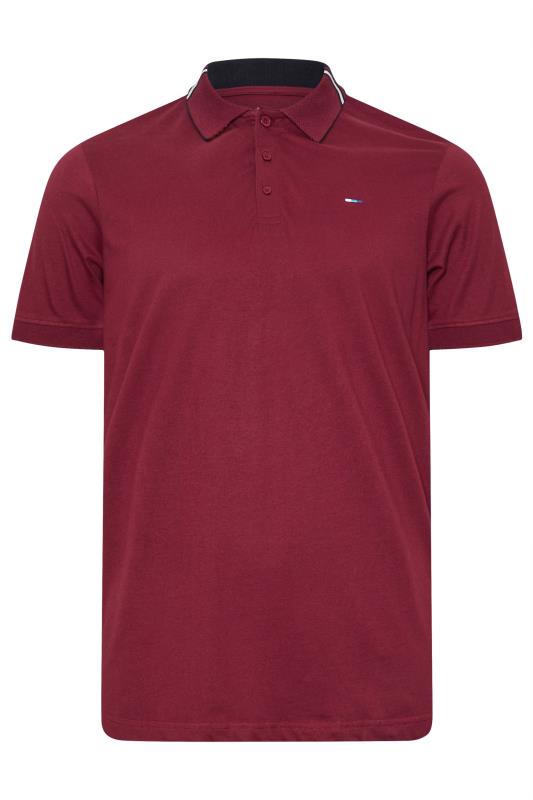 BadRhino Big & Tall Burgundy Red Stripe Detail Jacquard Collar Polo Shirt | BadRhino 4