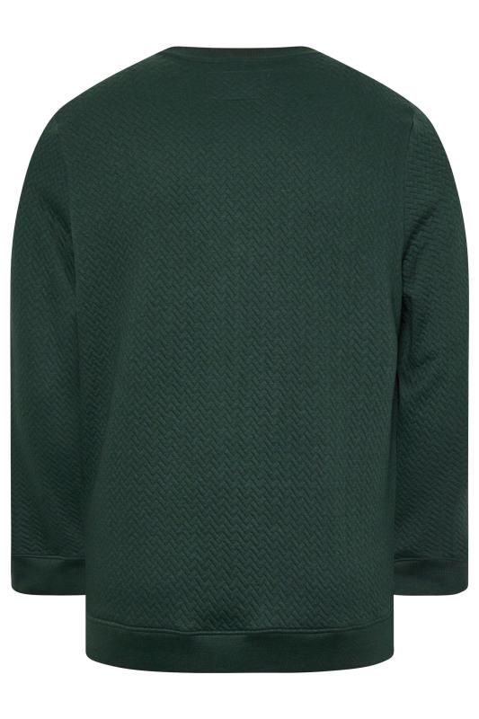 BadRhino Big & Tall Green Chevron Quilted Crew Neck Sweatshirt | BadRhino 4