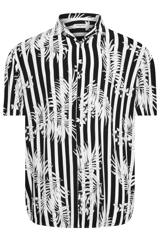 JACK & JONES Black Striped Tropical Print Resort Shirt | BadRhino 3