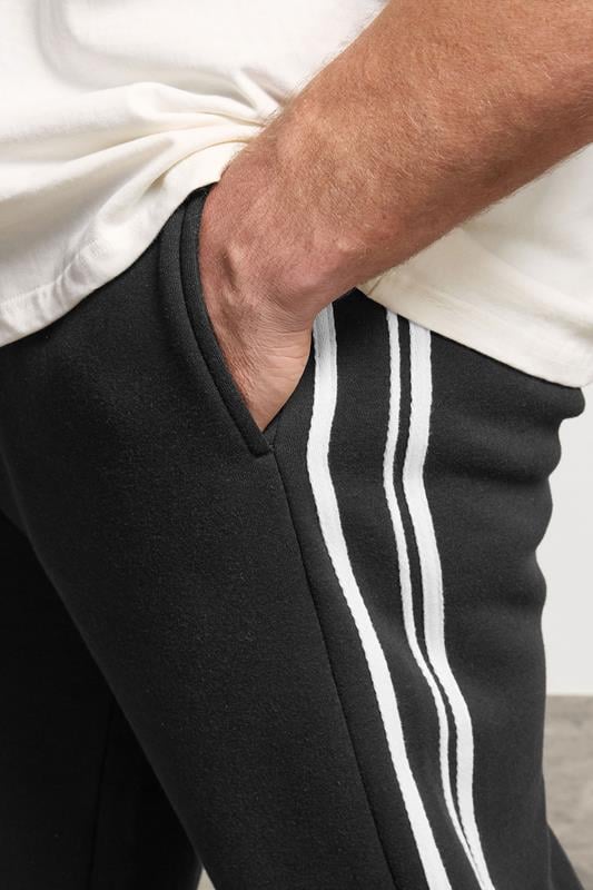BadRhino Big & Tall Black Side Stripe Open Hem Joggers | BadRhino 4