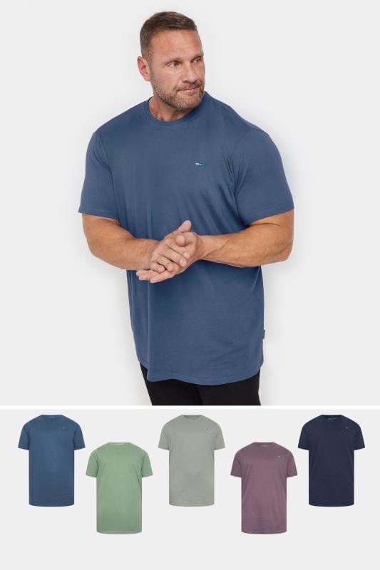 Men's  BadRhino Big & Tall Blue/Green/Purple/Grey/Navy Blue 5 Pack Extra Long T-Shirts