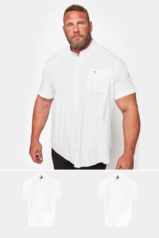BadRhino Big & Tall White 2 PACK Short Sleeve Oxford Shirts | BadRhino 1