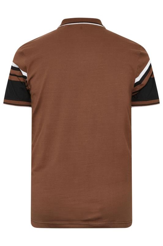 BadRhino Big & Tall Brown & Black Colourblock Stripe Polo Shirt | BadRhino 4