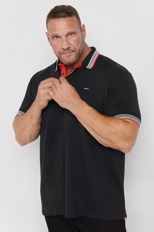 BadRhino Big & Tall Black Neon Tipped Polo Shirt | BadRhino 2