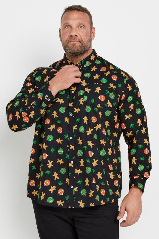 BadRhino Big & Tall Black Gingerbread Print Shirt | BadRhino 2