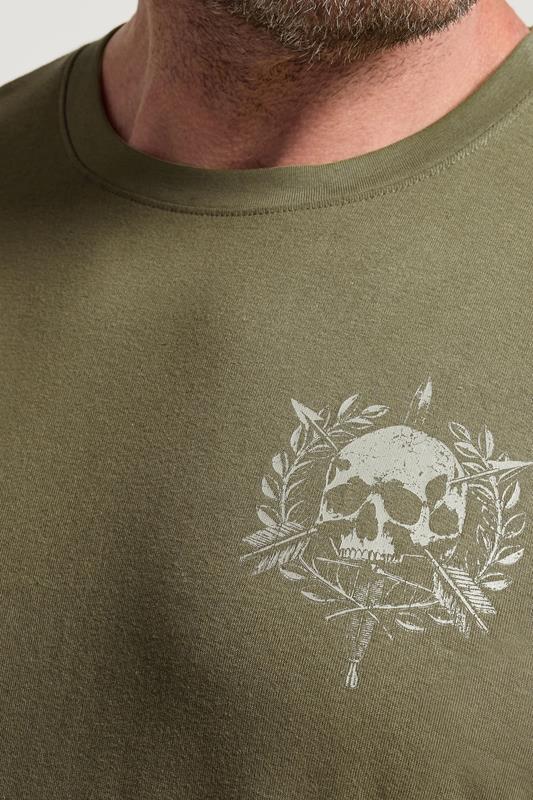 BadRhino Big & Tall Olive Green Skull Emblem Graphic T-Shirt | BadRhino 4