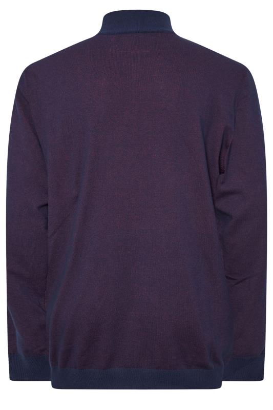 KAM Big & Tall Navy Blue Quarter Zip Knit Jumper | BadRhino 2