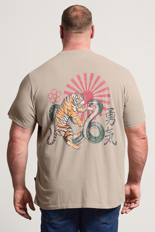BadRhino Big & Tall Stone Brown Acid Wash Tiger Graphic T-Shirt | BadRhino 2