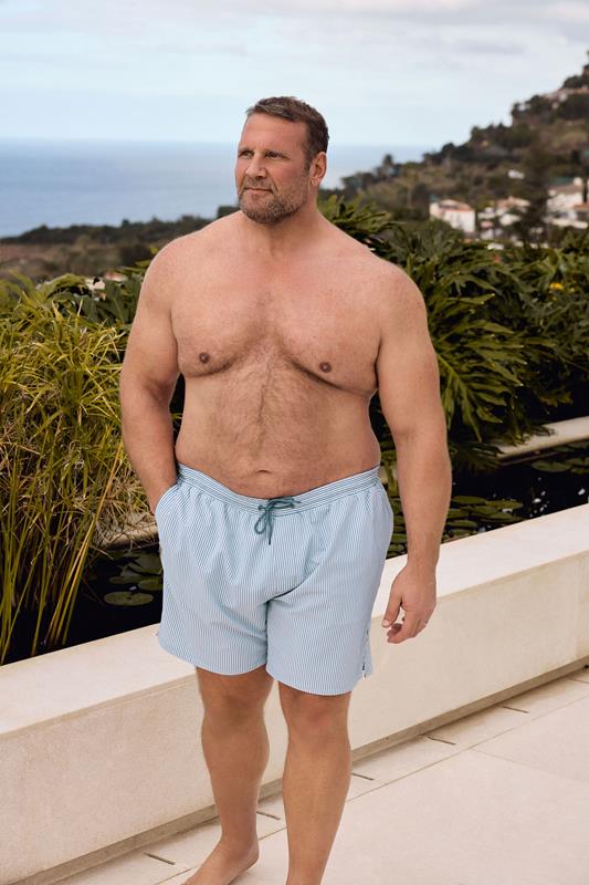  BadRhino Big & Tall Blue Stripe Seersucker Swim Shorts