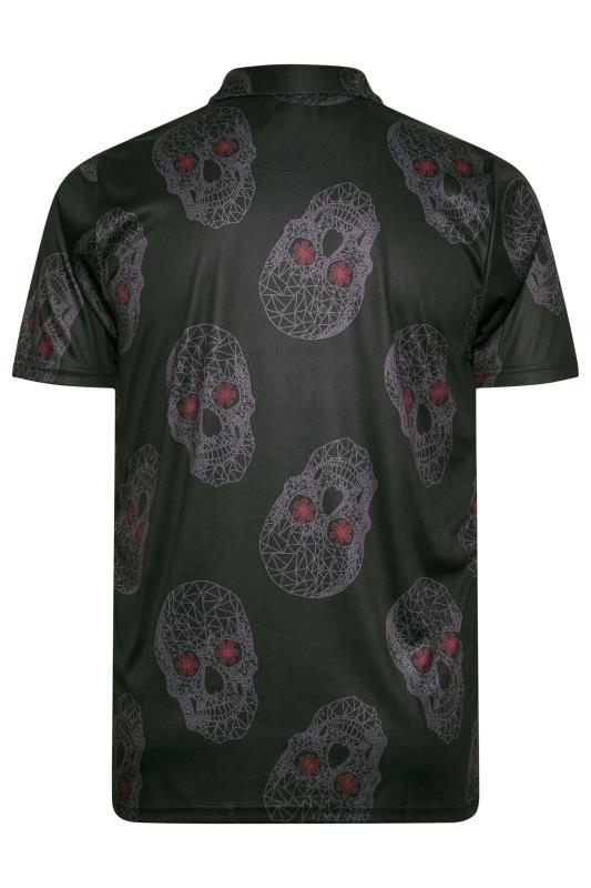 BadRhino Golf Big & Tall Black Skull Print Polo Shirt | BadRhino 4