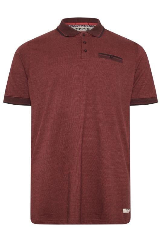 D555 Big & Tall Rust Red Textured Jacquard Polo Shirt | BadRhino 1