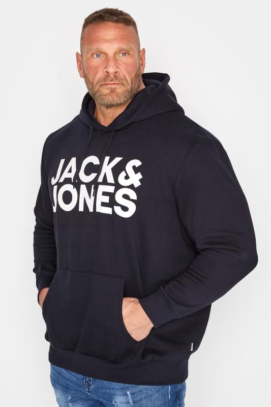  JACK & JONES Big & Tall Navy Blue Corp Logo Hoodie