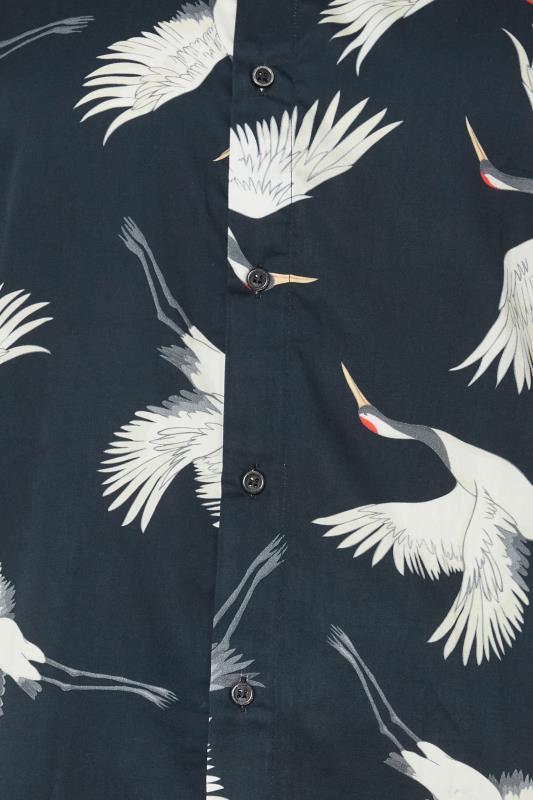 KAM Big & Tall Navy Blue Long Sleeve Bird Print Shirt | BadRhino 3