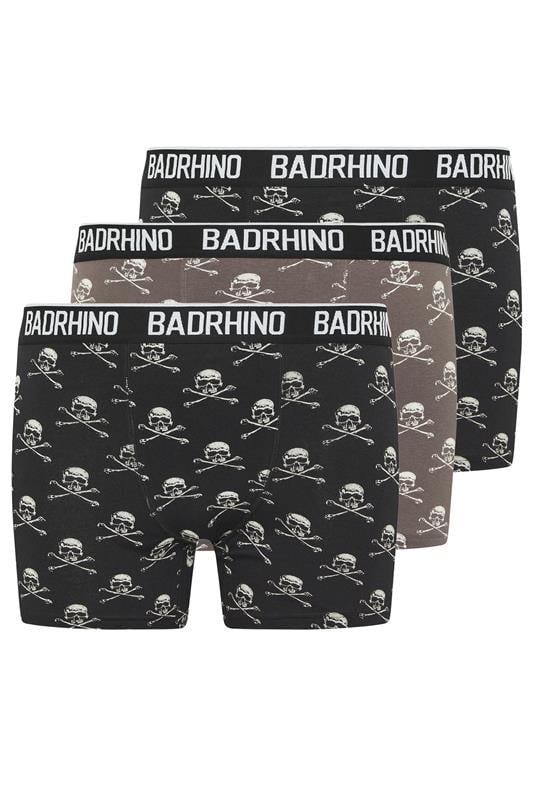 Men's  BadRhino Big & Tall 3 PACK Black Skull Boxers