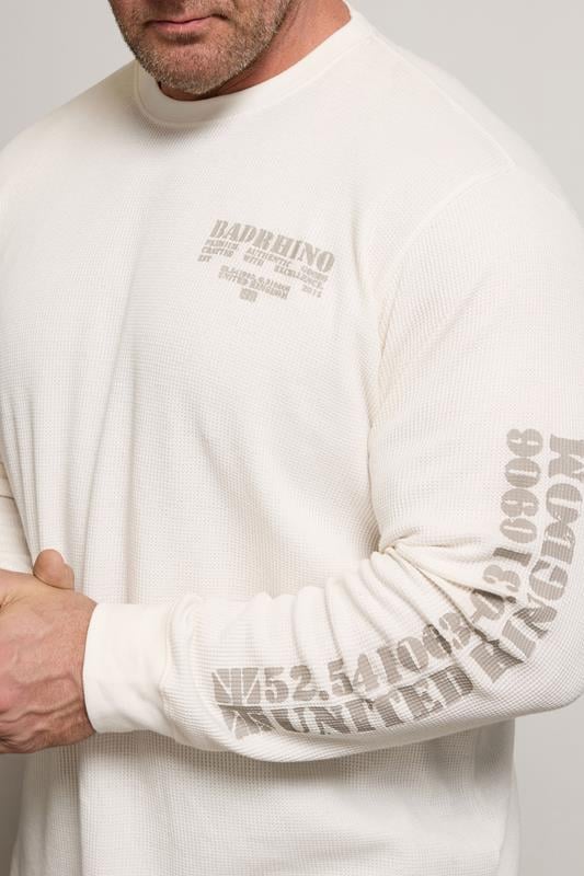 BadRhino Big & Tall Off-White Military Waffle Texture Long sleeve T-Shirt | BadRhino 6