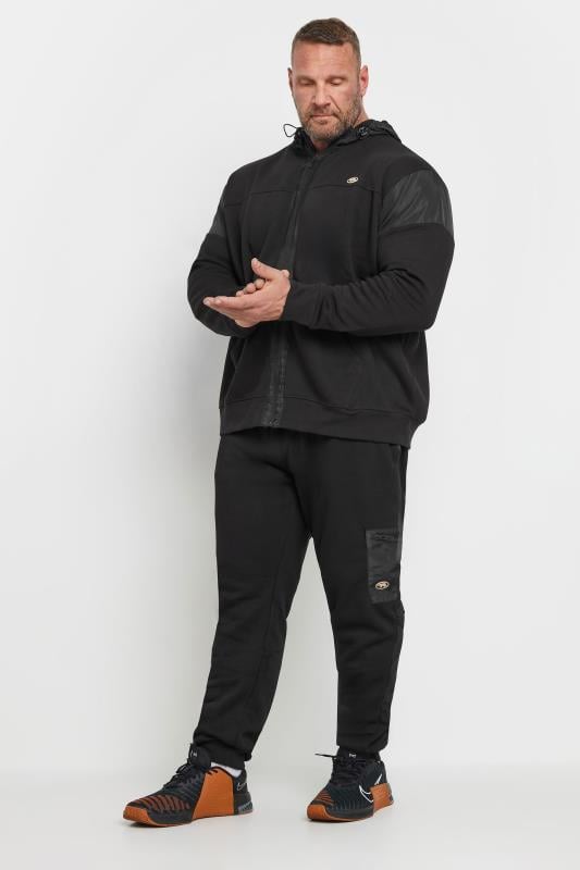 D555 Big & Tall Black Zip Through Constrast Hoodie | BadRhino 2