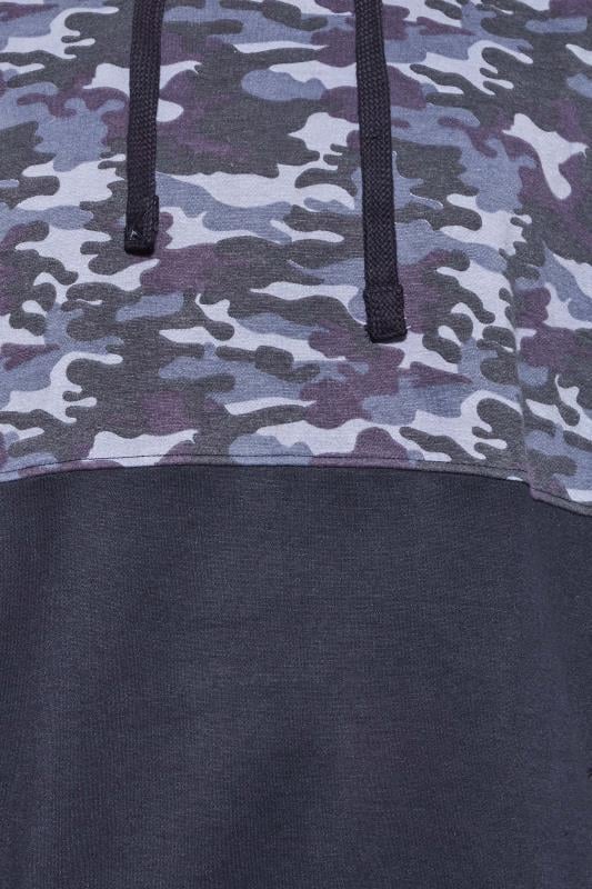 KAM Big & Tall Navy Blue Camo Colour Block Hoodie | BadRhino 2