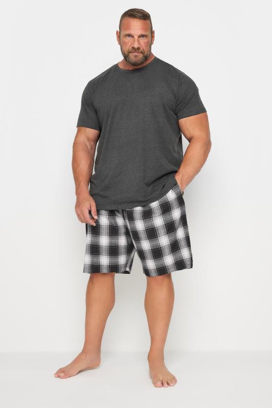 Men's  BadRhino Big & Tall Black Checked Shorts and T-Shirt Pyjama Set
