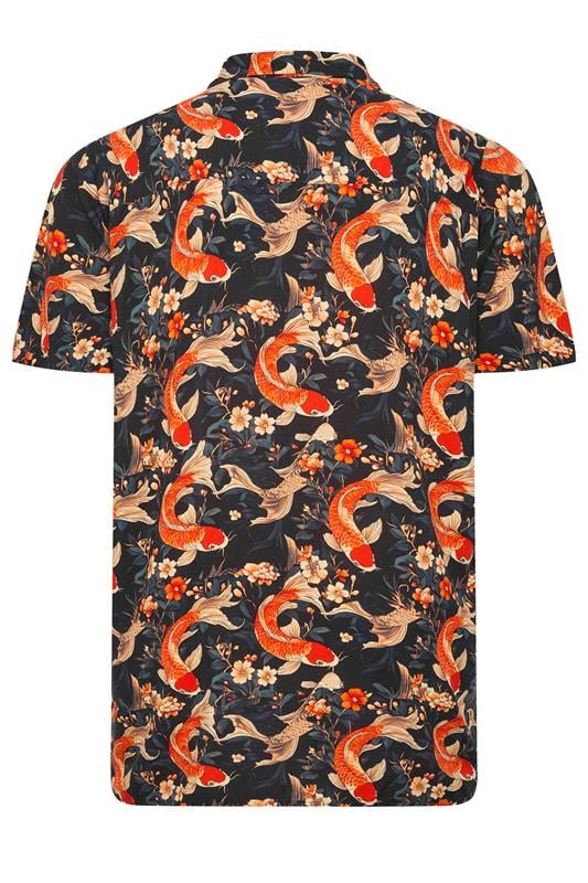 JACK & JONES Big & Tall Brown Fish Print Resort Shirt | Badrhino 2