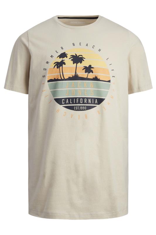 Men's  JACK & JONES Cream 'Beach Life' Summer Vibe Crew Neck T-Shirt