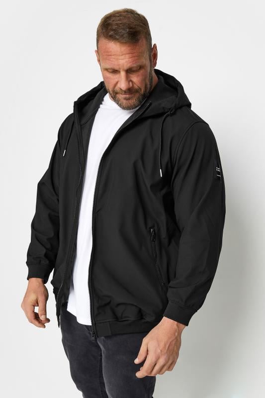  JACK & JONES Big & Tall Black Softshell Hooded Jacket