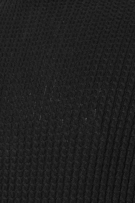 BadRhino Big & Tall Black Cable Knit Mock Shirt Jumper | BadRhino 5