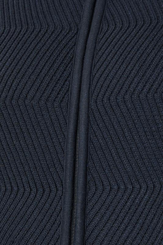 BadRhino Big & Tall Navy Blue Fleece Lined Ribbed Zip Through Ribbed Jumper | BadRhino 8