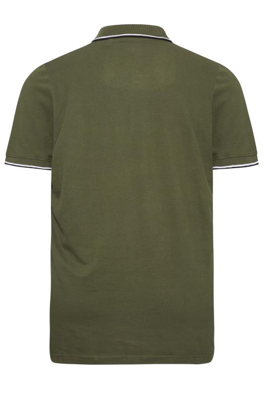 BadRhino Khaki Green Essential Tipped Polo Shirt | BadRhino 4