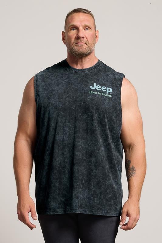  BadRhino Big & Tall Black Acid Wash 'Jeep' Graphic Vest