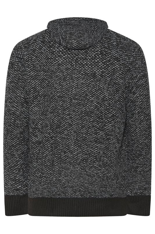 D555 Big & Tall Black Knitted Sherpa Lined Hoodie | BadRhino 2