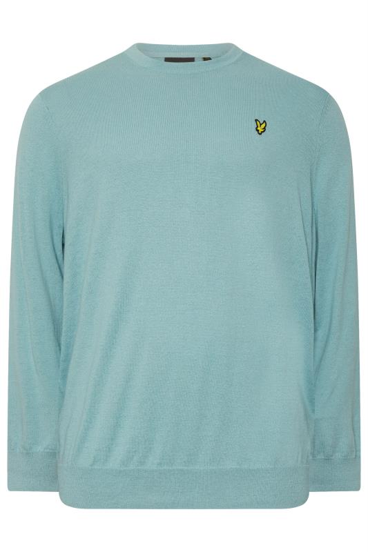 LYLE & SCOTT Big & Tall Blue Cotton Merino Crew Neck Jumper | BadRhino 3