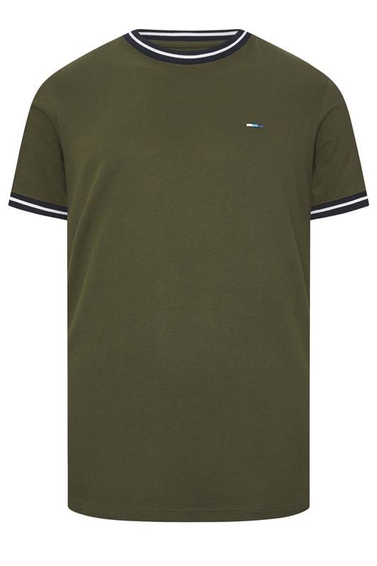BadRhino Big & Tall Olive Green Extra Long Pique Ringer T-Shirt | BadRhino 7