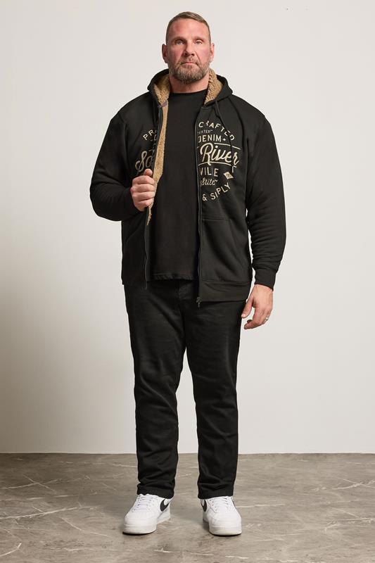 KAM Big & Tall Black 'South River' Fleece Lined Hoodie | BadRhino 2