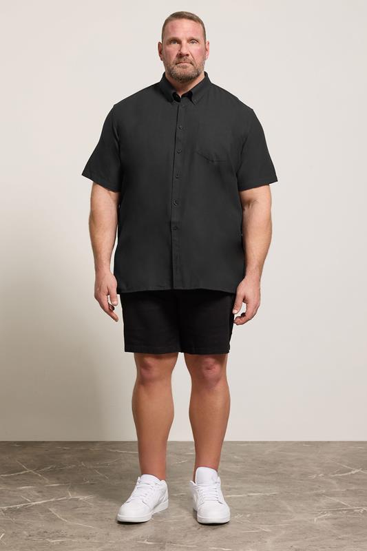 KAM Big & Tall Black Oxford Short Sleeve Shirt | BadRhino 1