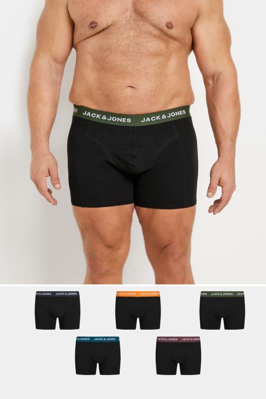 JACK & JONES Big & Tall 5 PACK Black 'Oliver' Trunks | BadRhino 1