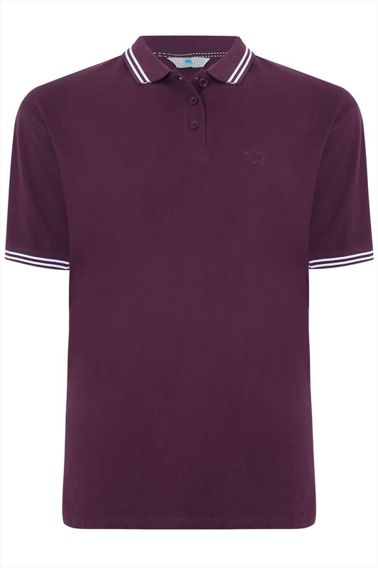 BadRhino Dark Purple Textured Tipped Polo Shirt, Extra large sizes M,L,XL,2XL,3XL,4XL, 5