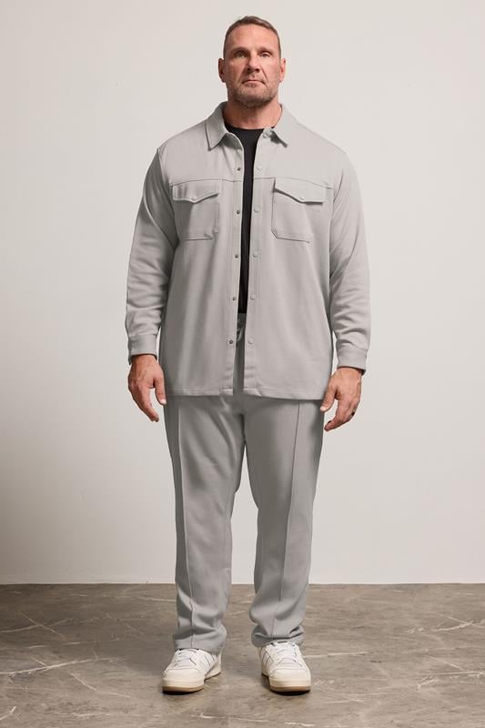 BadRhino Big & Tall Natural Brown Textured Jersey Shacket | BadRhino 2