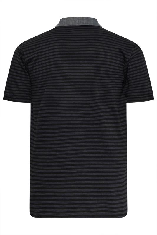 KAM Black Dobby Stripe Polo Shirt | BadRhino 4