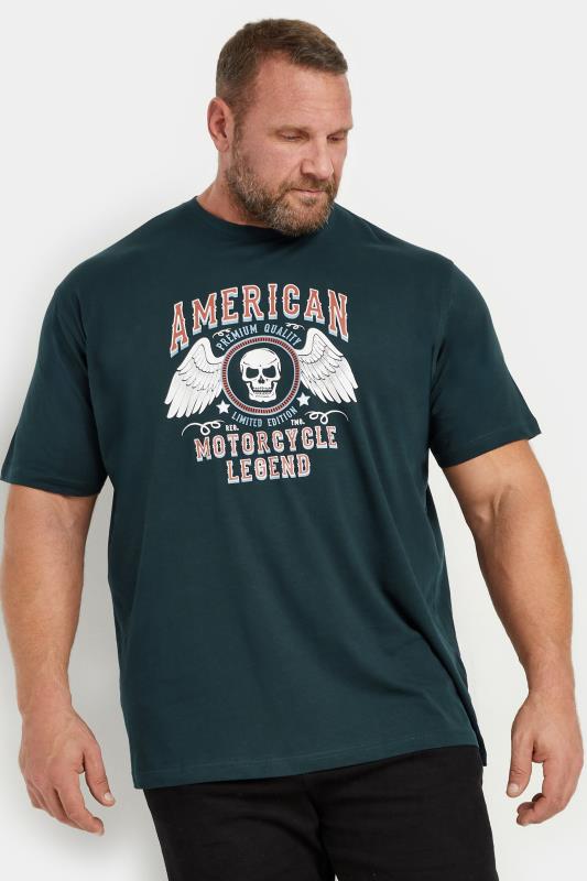 ESPIONAGE Big & Tall Green 'American' Graphic Print T-Shirt | BadRhino 1